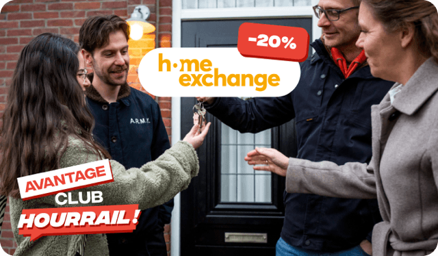 Visuel avantage Club HOURRAIL : −20 % sur l'abonnement HomeExchange.